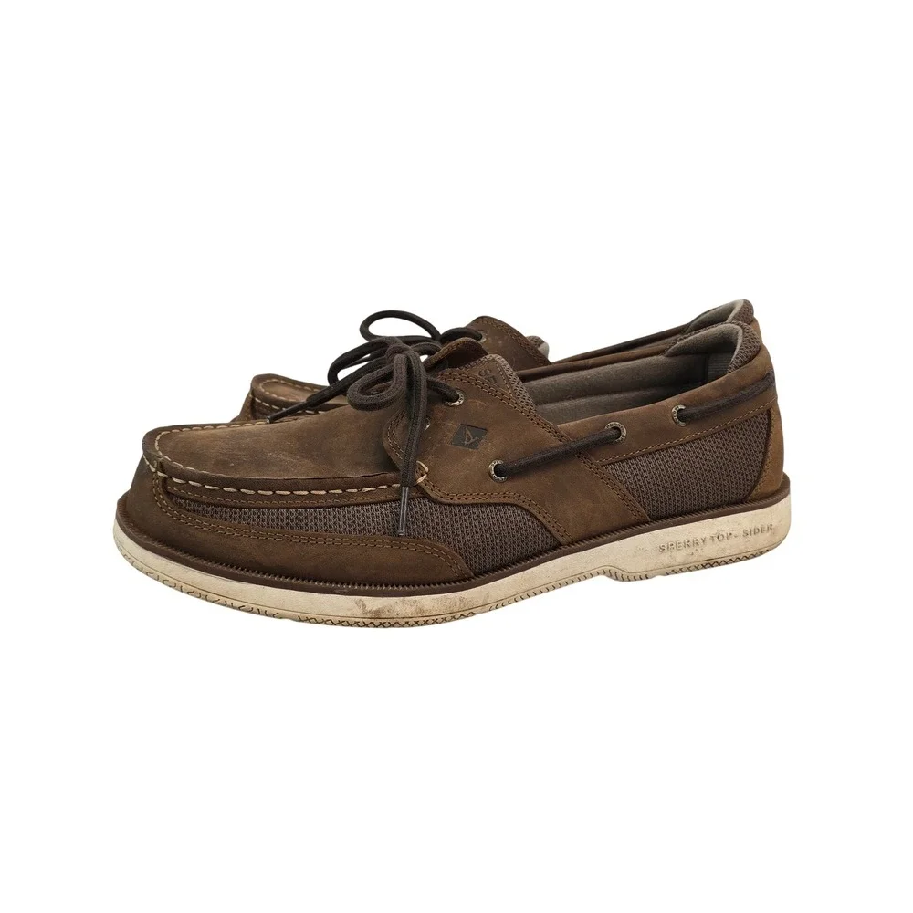 Sperry Top-Sider Mens Billfish Boat Shoes Brown Leather Mesh STS22068 Size 12 W
